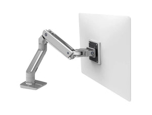 Ergotron Hx Desk Heavy Monitor Arm In White With Two Piece Clamp With Chrome Finish