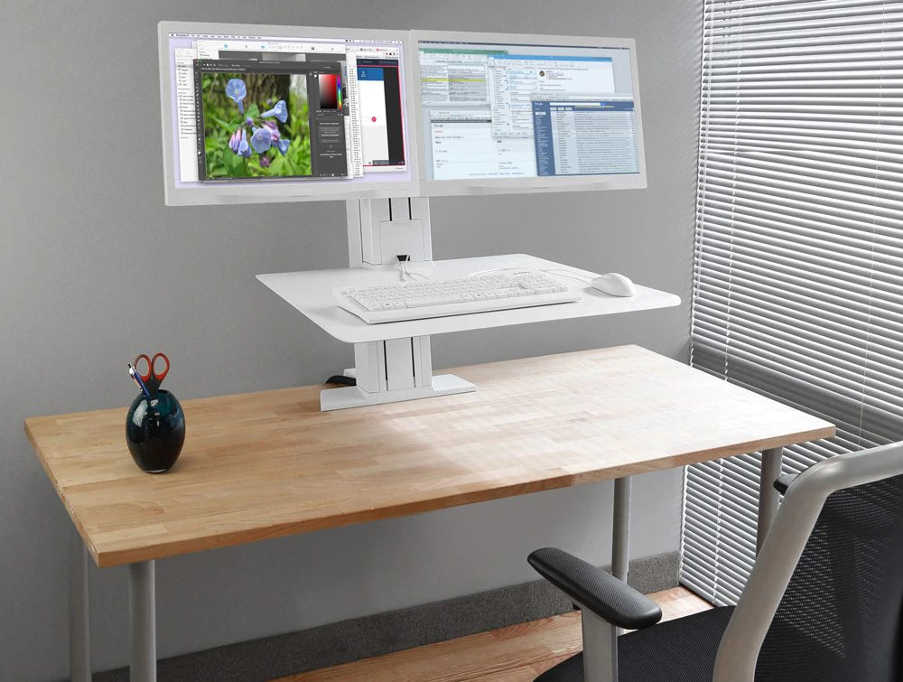 Ergotron Workfit Sr Dual Monitor Sit Stand Workstation In An Office