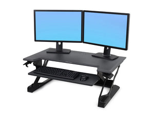 Ergotron Workfit Tl Sit Stand Desktop Workstation In Black With Keyboard Monitors