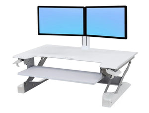 Ergotron Workfit Tl Sit Stand Desktop Workstation In White With Monitors