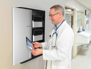 Ergotron Zip12 Charging Wall Cabinet For Hospitals And Schools