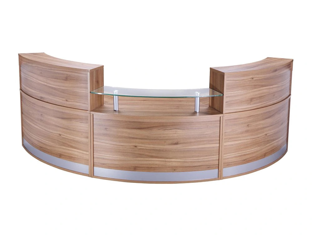 Fhr Lhr Fhr Elite 3 Section Semi Circle Reception Unit In Walnut