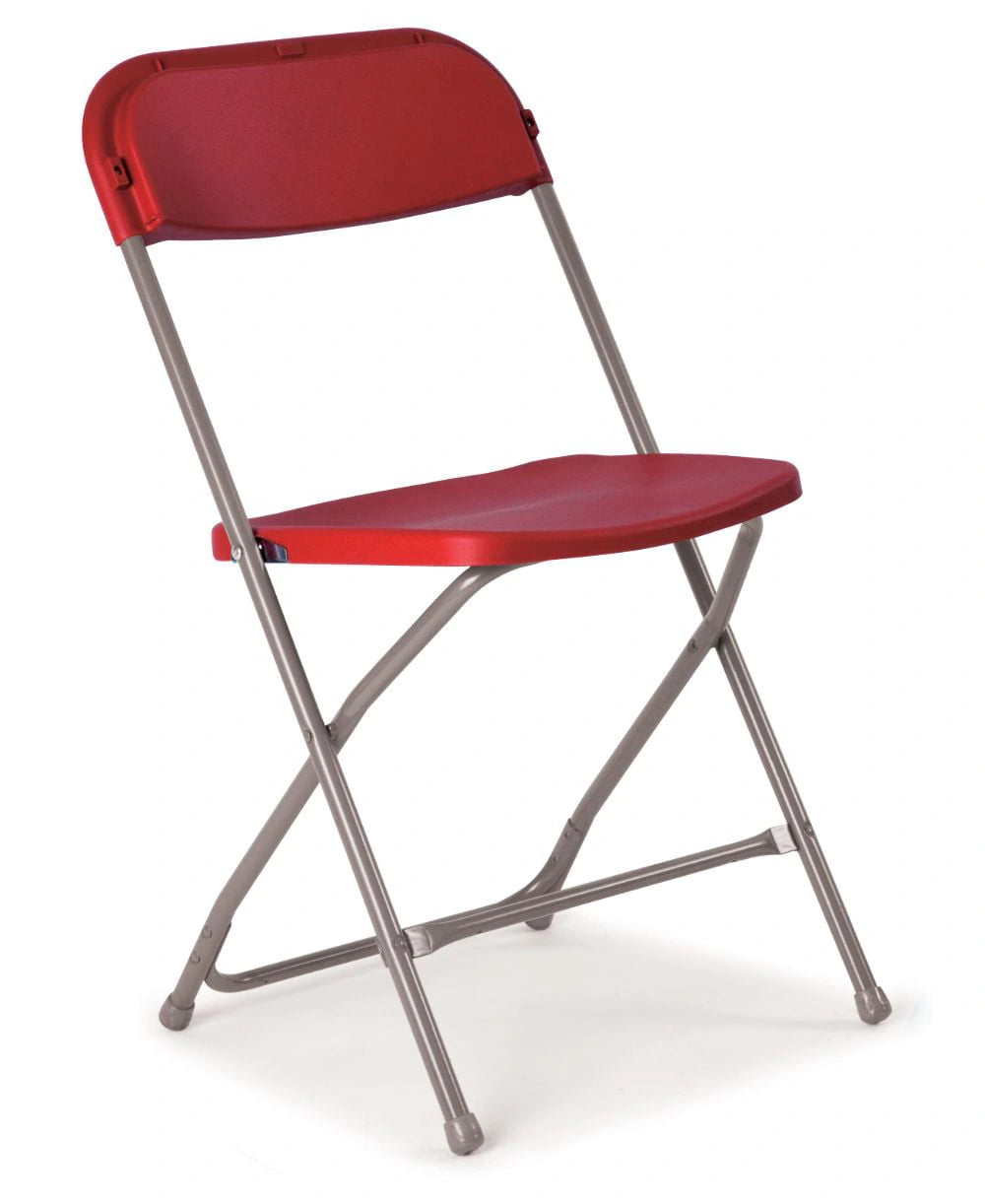 Flat Back Folding Chair - Burgundy