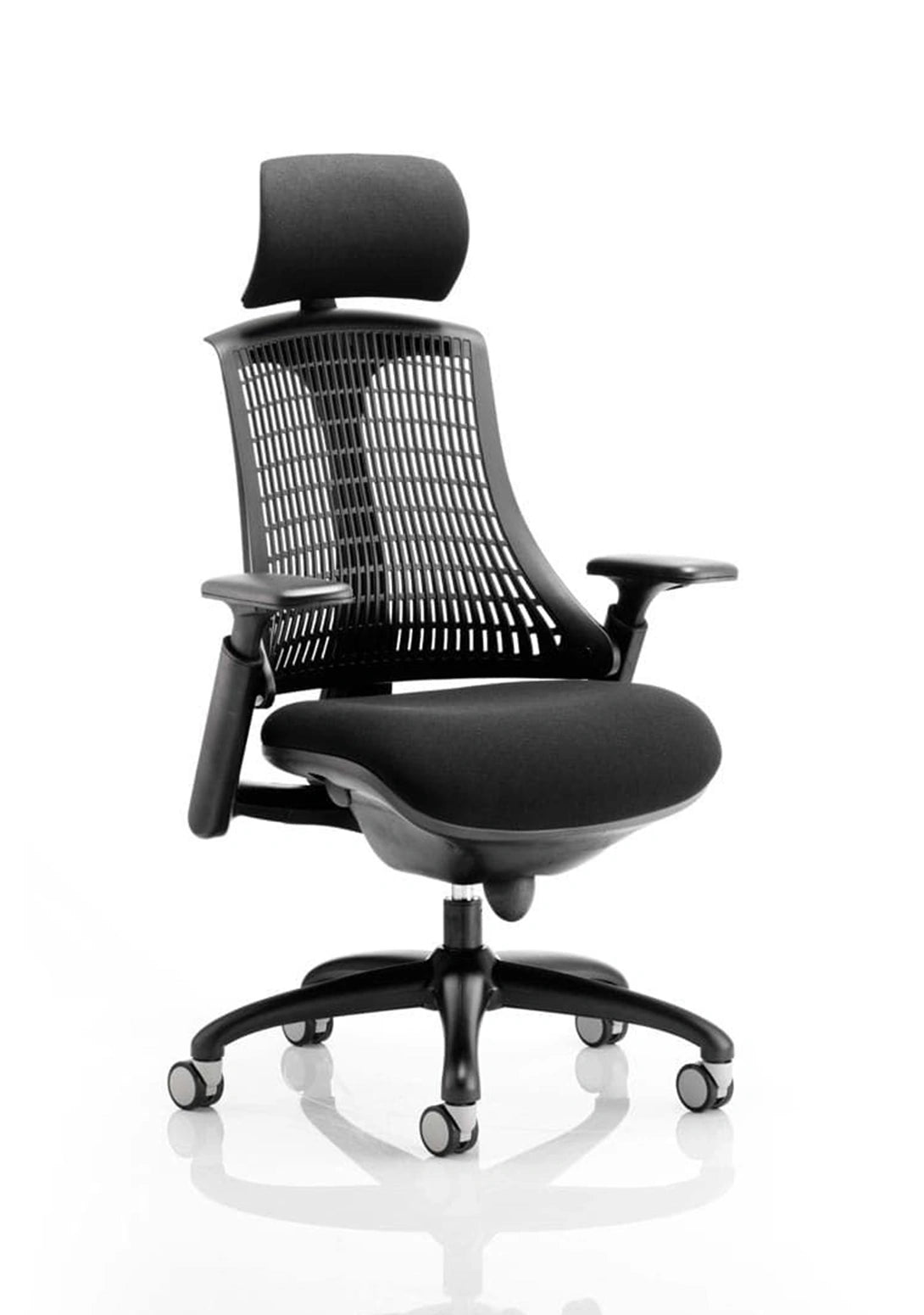 Flex Medium Back Black Frame Task Operator Office Chair With Arms KC0103 1