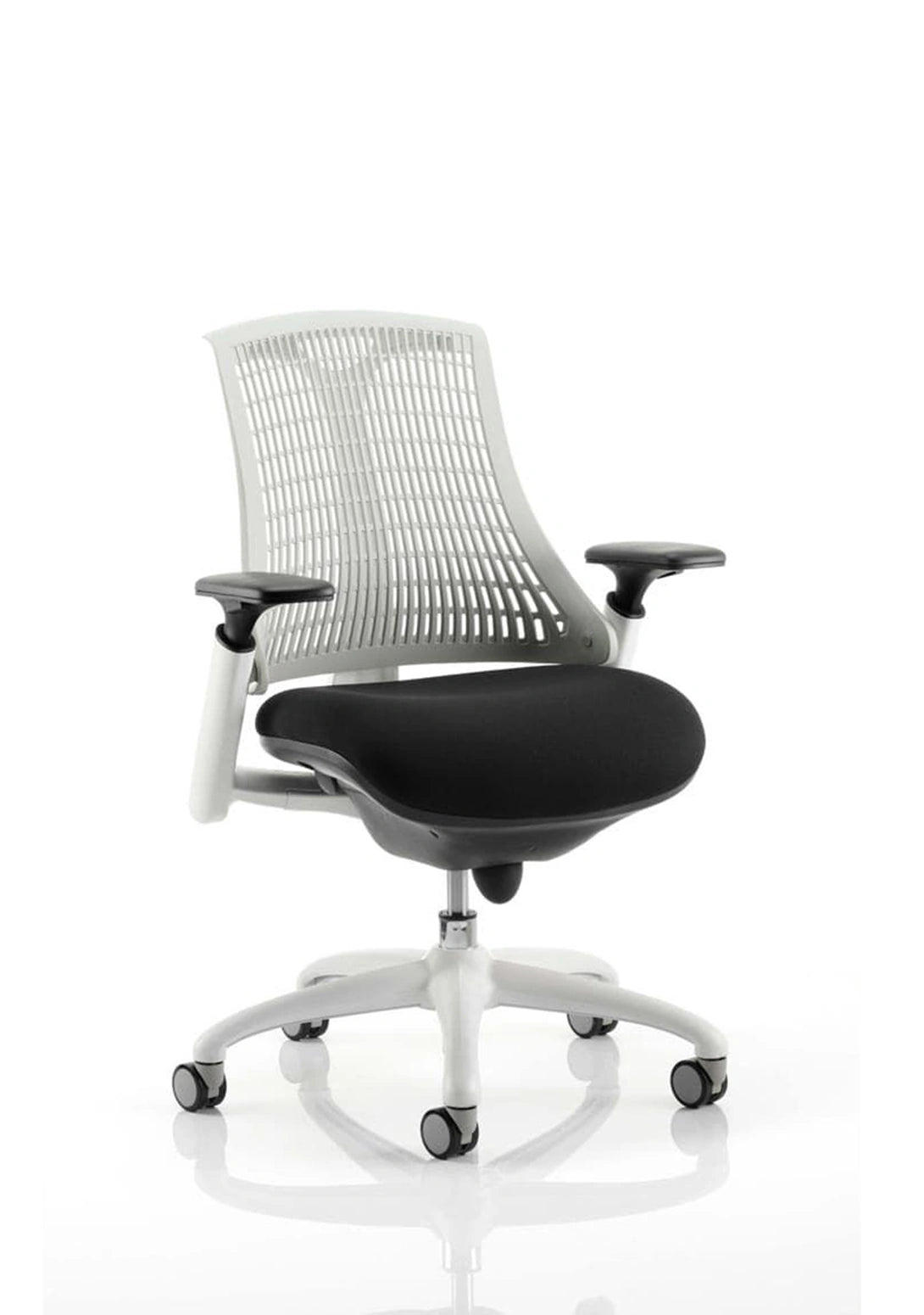 Flex Medium Back White Frame Task Operator Office Chair With Arms KC0055 1