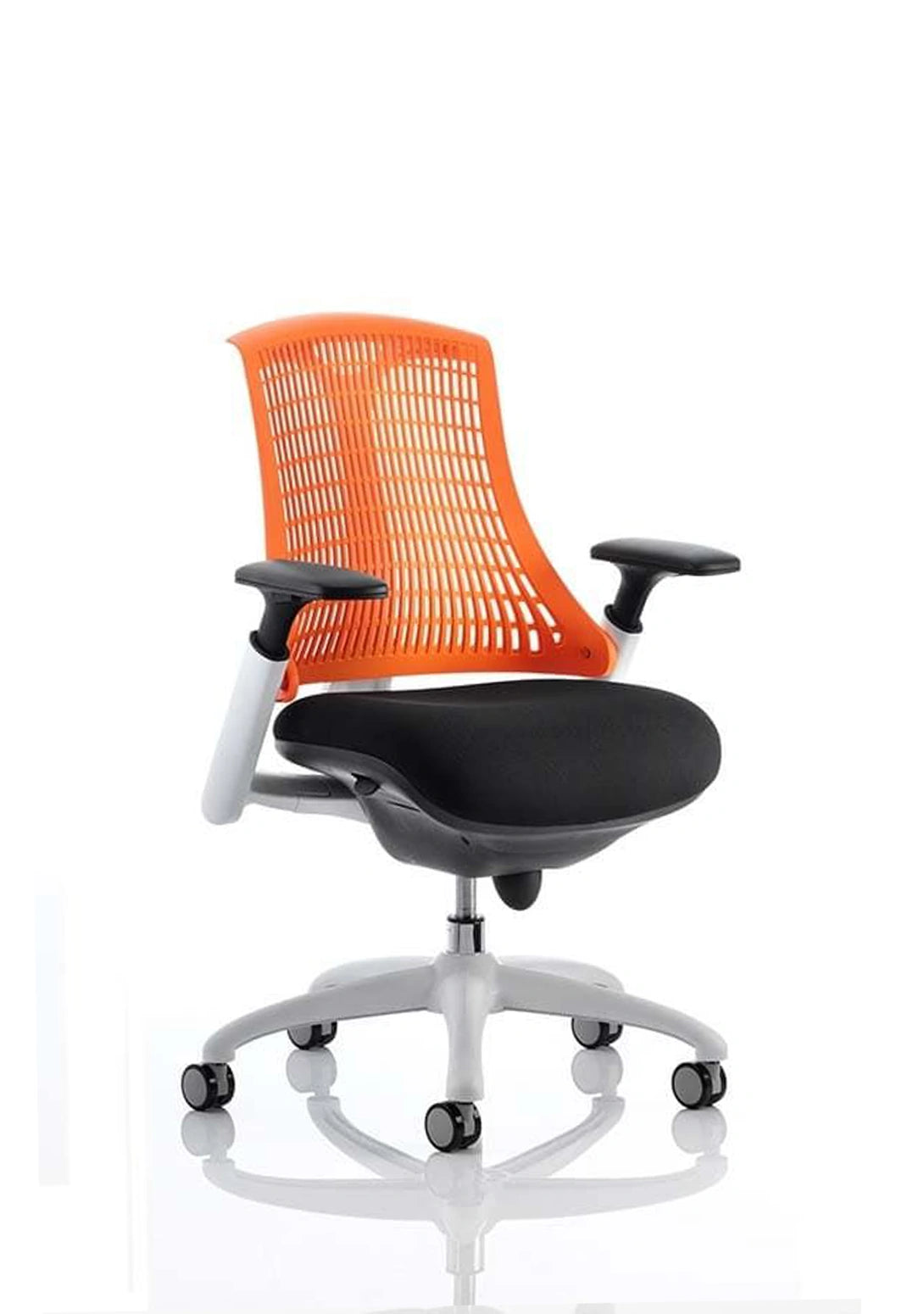 Flex Medium Back White Frame Task Operator Office Chair With Arms KC0059 1