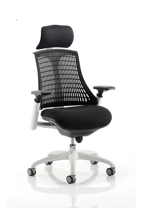 Flex Medium Back White Frame Task Operator Office Chair With Arms KC0087 2