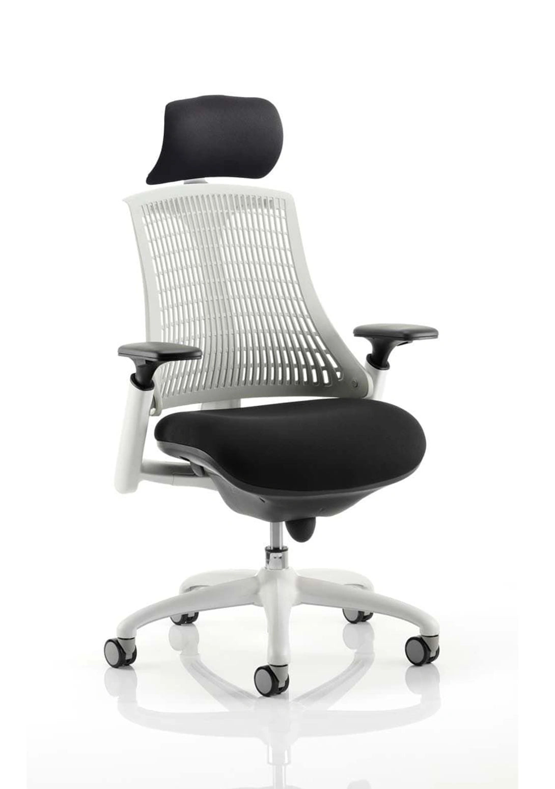 Flex Medium Back White Frame Task Operator Office Chair With Arms KC0088 1