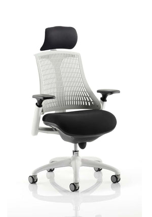 Flex Medium Back White Frame Task Operator Office Chair With Arms KC0088 2