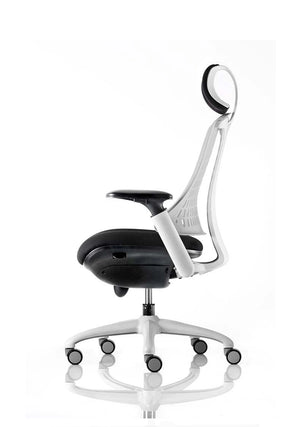 Flex Medium Back White Frame Task Operator Office Chair With Arms KC0088 3