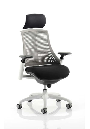 Flex Medium Back White Frame Task Operator Office Chair With Arms KC0093 2