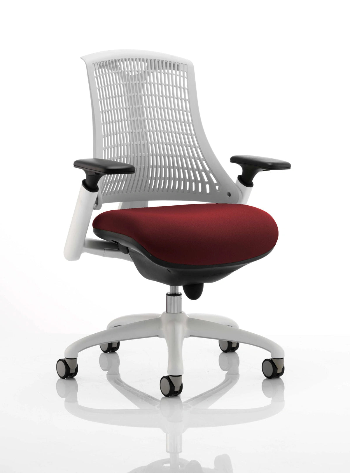 Flex Medium Back White Frame Task Operator Office Chair With Arms KCUP0734 1