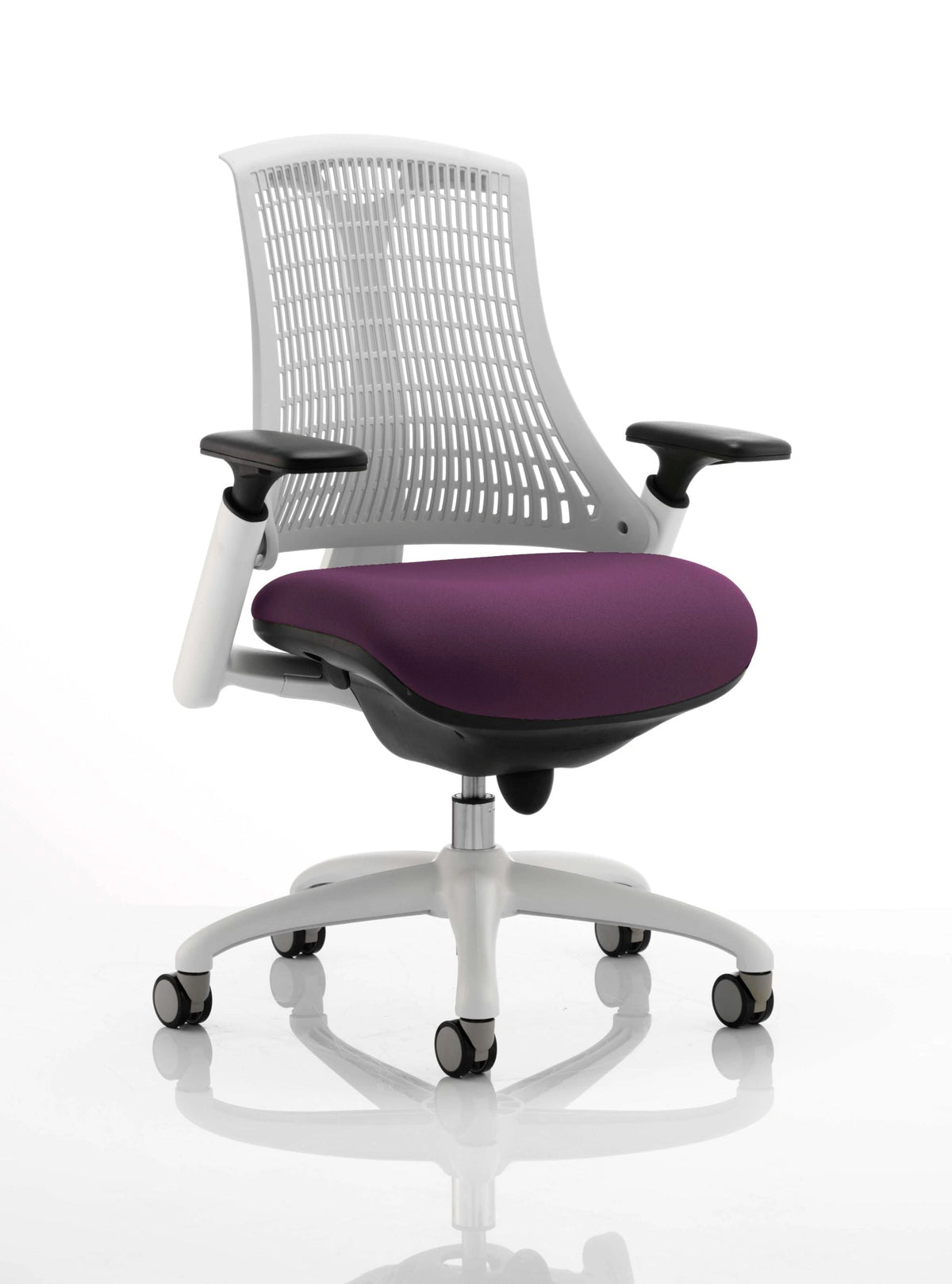 Flex Medium Back White Frame Task Operator Office Chair With Arms KCUP0736 1