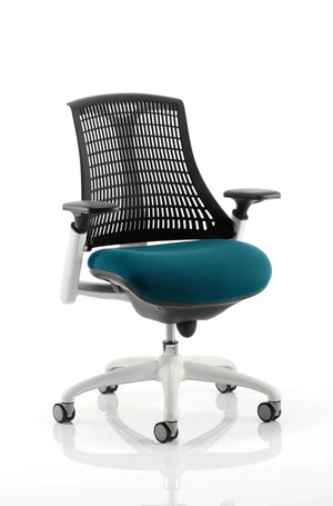 Flex Medium Back White Frame Task Operator Office Chair With Arms KCUP0751 2