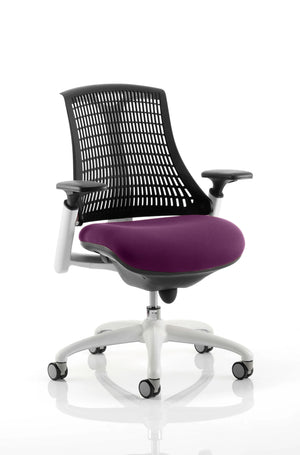 Flex Medium Back White Frame Task Operator Office Chair With Arms KCUP0752 2