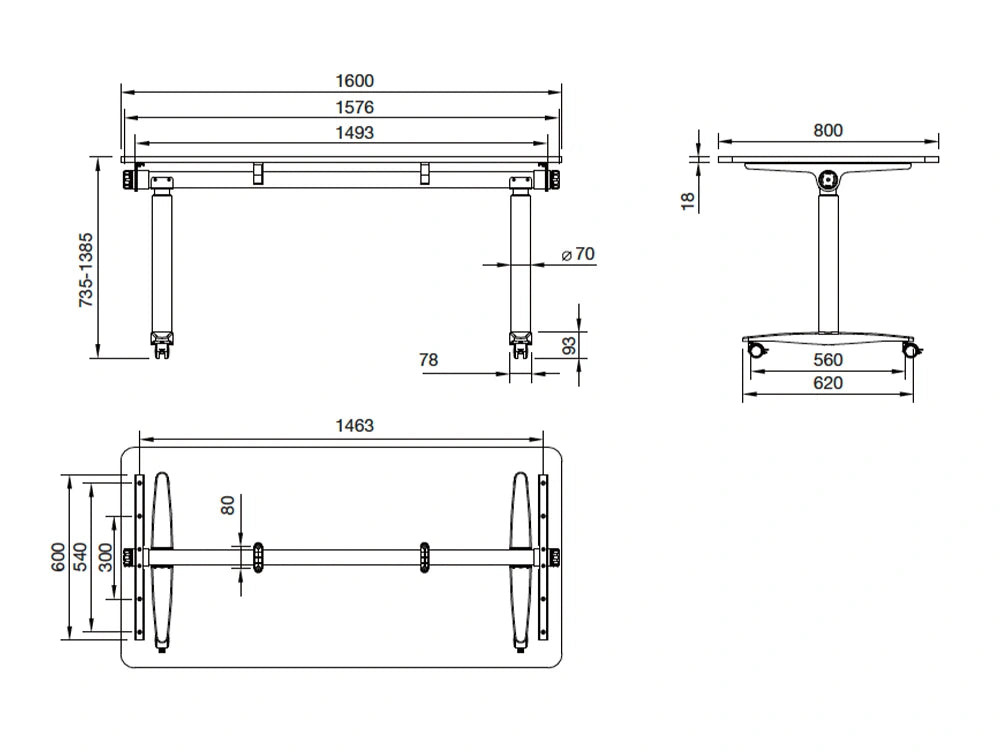 FlipMe Convertible Standing Desk Dimensions