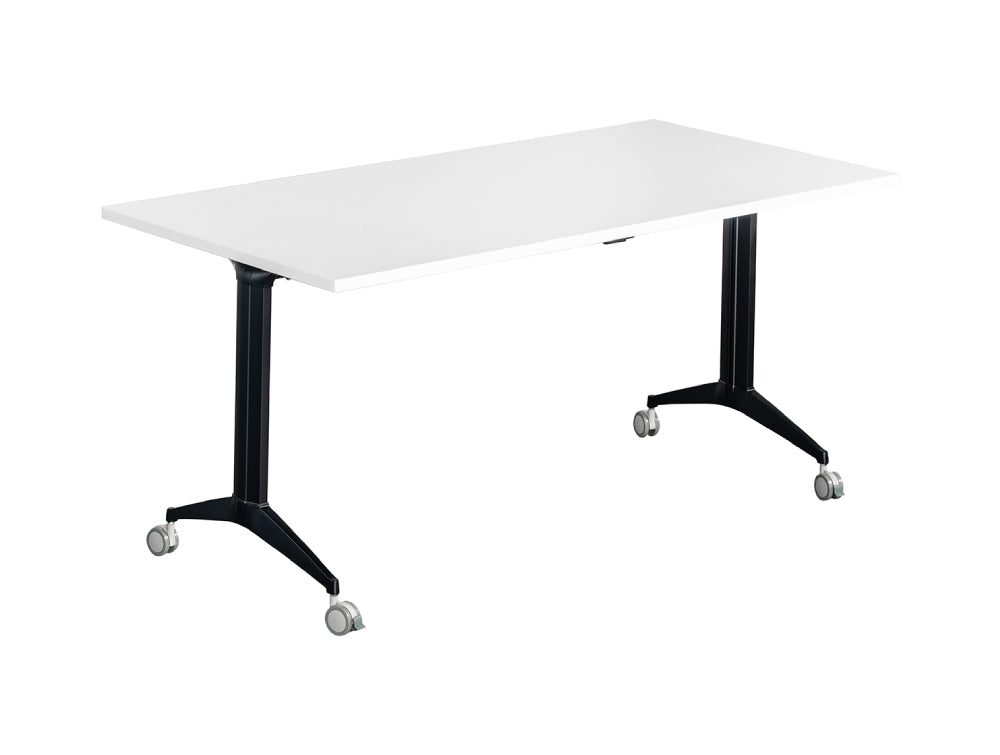 Fliptop 1600mm Training Table with Locking Castors White and Black