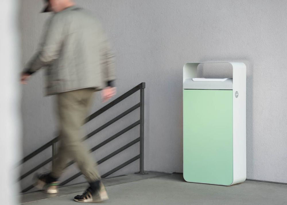 Flo Outdoor Litter Bin in Hallway Setting