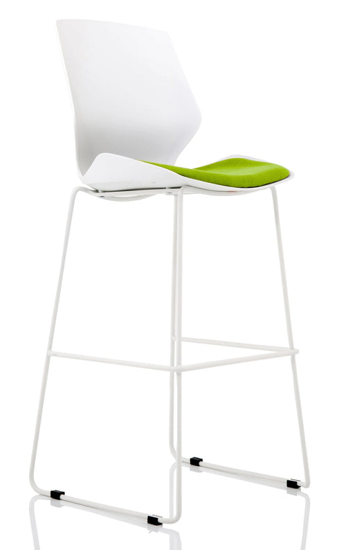 Florence White Frame Fabric Seat High Stool Chair BR000210 1