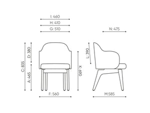 Flos Conference Chair with Wooden Legs Dimensions