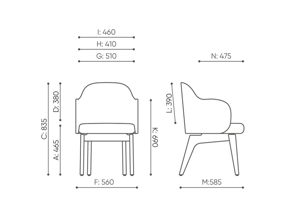 Flos Conference Chair with Wooden Legs Dimensions