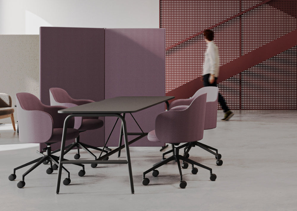 Flos Mobile Conference Chair with Rectangular Table in Meeting Room Setting