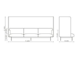 Fora High Backrest 3 Seater Modular Sofa Dimensions