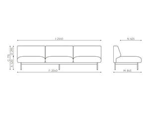 Fora Upholstered 3 Seater Armless Modular Sofa Dimensions