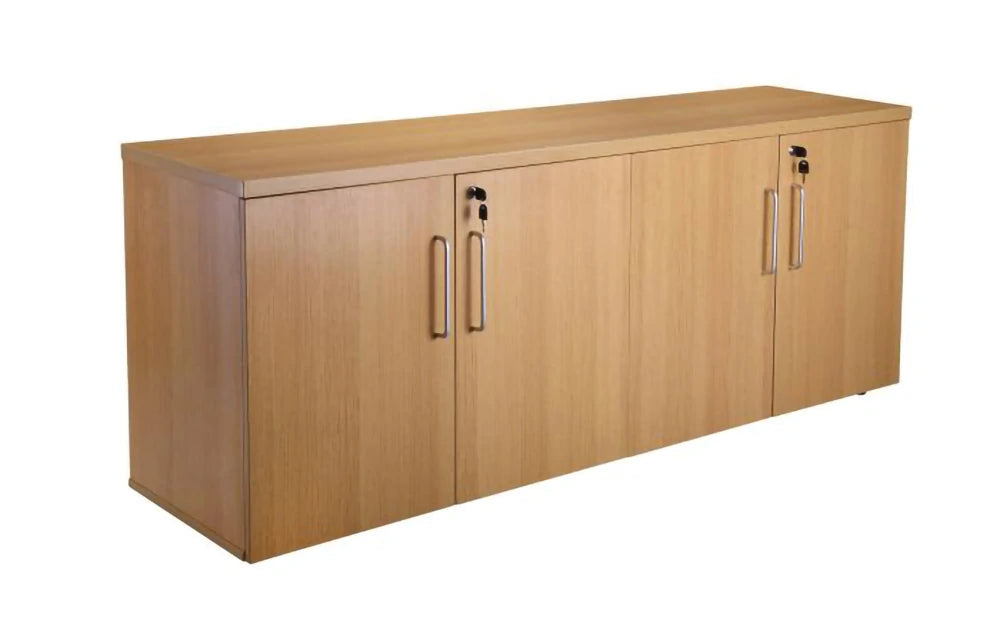 Four door Credenza complete with two shelves in Light Oak