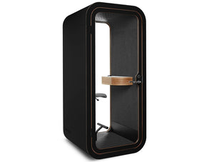 Framery Smart Office Acoustic Phone Booth With Wooden Table And Black Finish