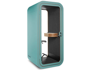 Framery Smart Office Acoustic Phone Booth With Wooden Table And Blue Finish
