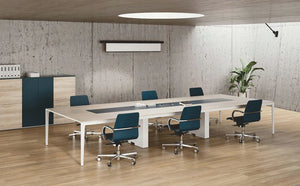Frezza Alpus Meeting Table with Armchair and 2 Toned Cupboard in Boardroom Setting