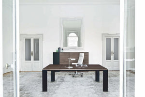 Frezza Ono Desk With Metal Structure And White Boardroom Chair In Wide Office Setting