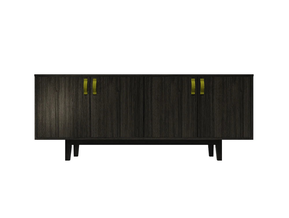 Frovi Jig Credenza High Storage Unit In Black Oak Finish