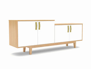 Frovi Jig Credenza Low High Storage Unit With White Doors