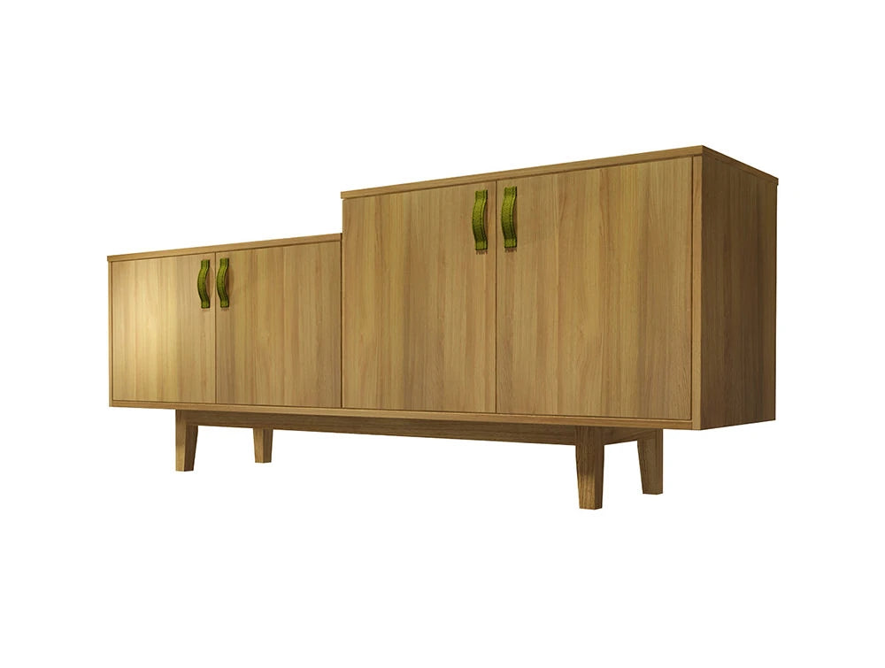 Frovi Jig Credenza Low High Storage Unit With Wood Finish