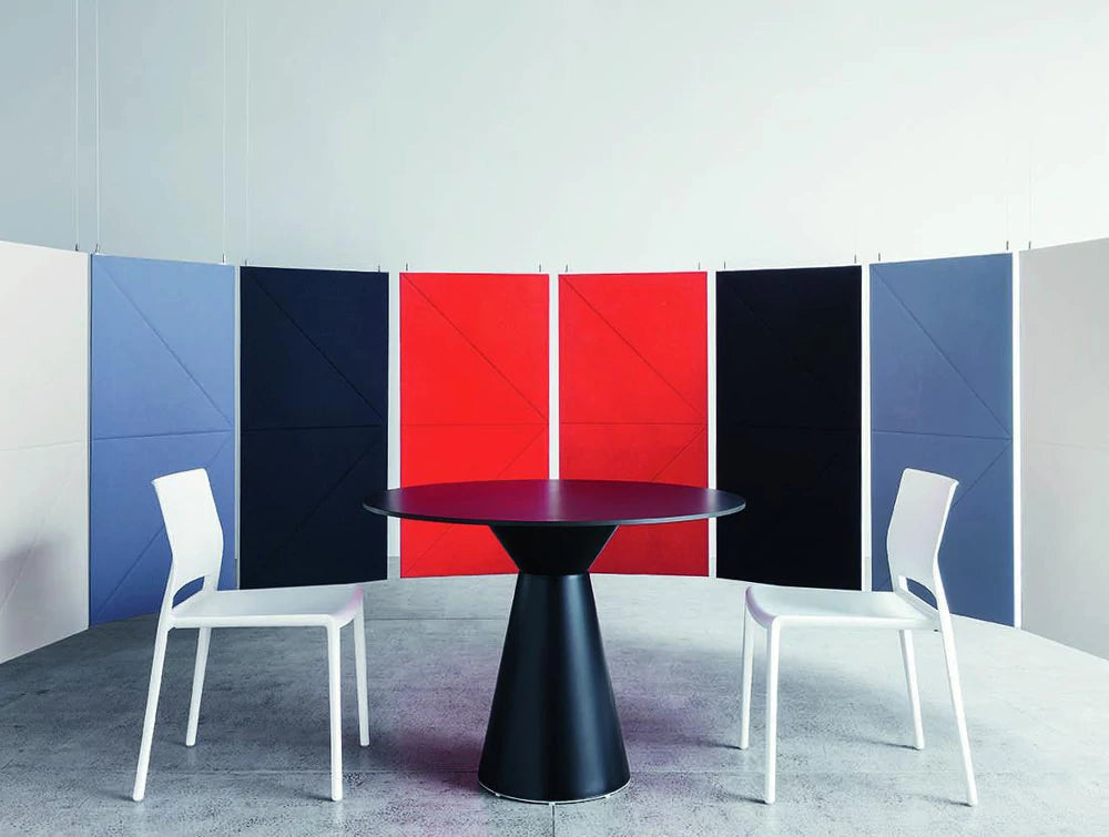 Gaber Bakhita Stackable Canteen Chair In White With Acoustic Panels
