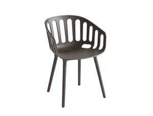 Gaber Basket Stackable Canteen Chair With Wooden Legs In Dark Brown