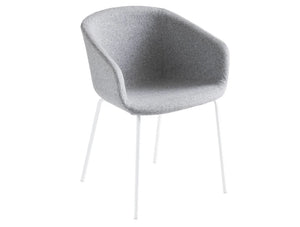 Gaber Basket Upholstered Armchair Na With Simple White Legs And Grey Finish