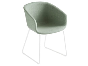 Gaber Basket Upholstered Armchair St With White Legs And Green Finish