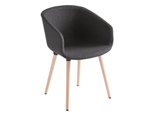 Gaber Basket Upholstered Armchair With Dark Finish And Wooden Legs