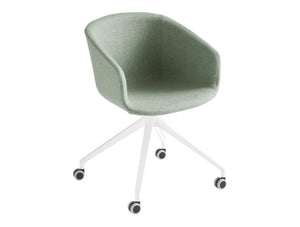 Gaber Basket Upholstered Armchair With Green Finish And Castor Wheels