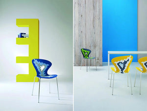 Gaber Big Bang Stackable Canteen Chair In Blue And Yellow Base Finishes