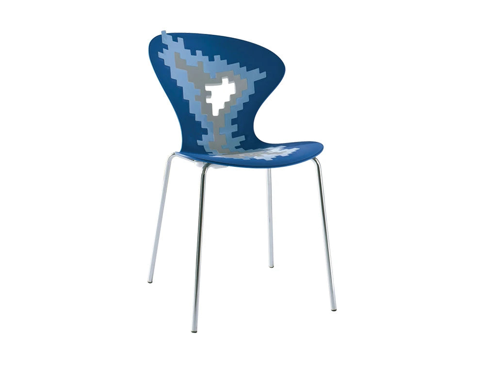 Gaber Big Bang Stackable Canteen Chair With Chrome Metal Legs In Blue