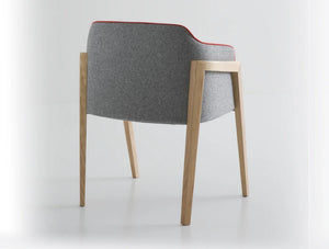 Gaber Chevalet Upholstered Armchair With Grey Back And Beech Legs