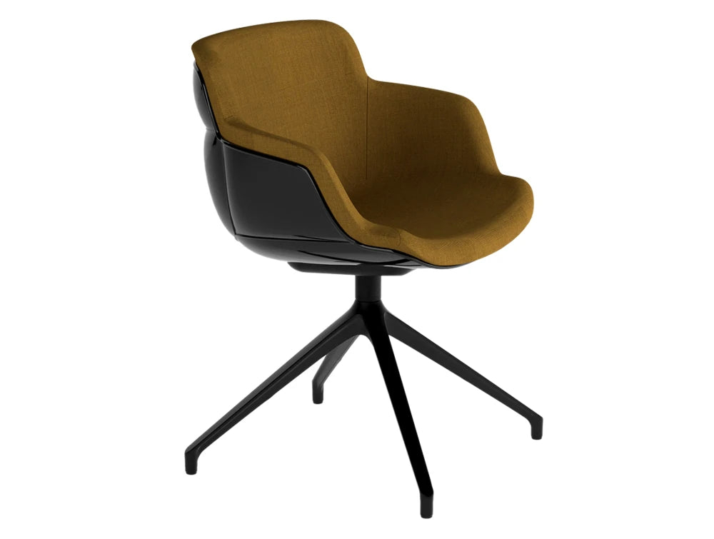 Gaber Choppy Sleek Upholstered Armchair U With Beige Finish And Black Frame