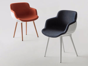 Gaber Choppy Sleek Upholstered Armchair With Red And Blue Finish