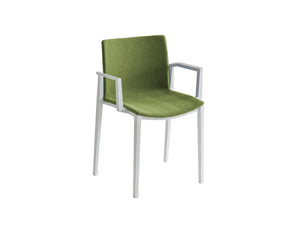 Gaber Clipperton Stackable Chair With Armrests And Green Upholstered Seat