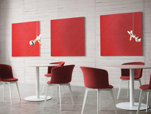 Gaber Diamante Acoustic Red Wall Panels With Canteen Chair And Tables