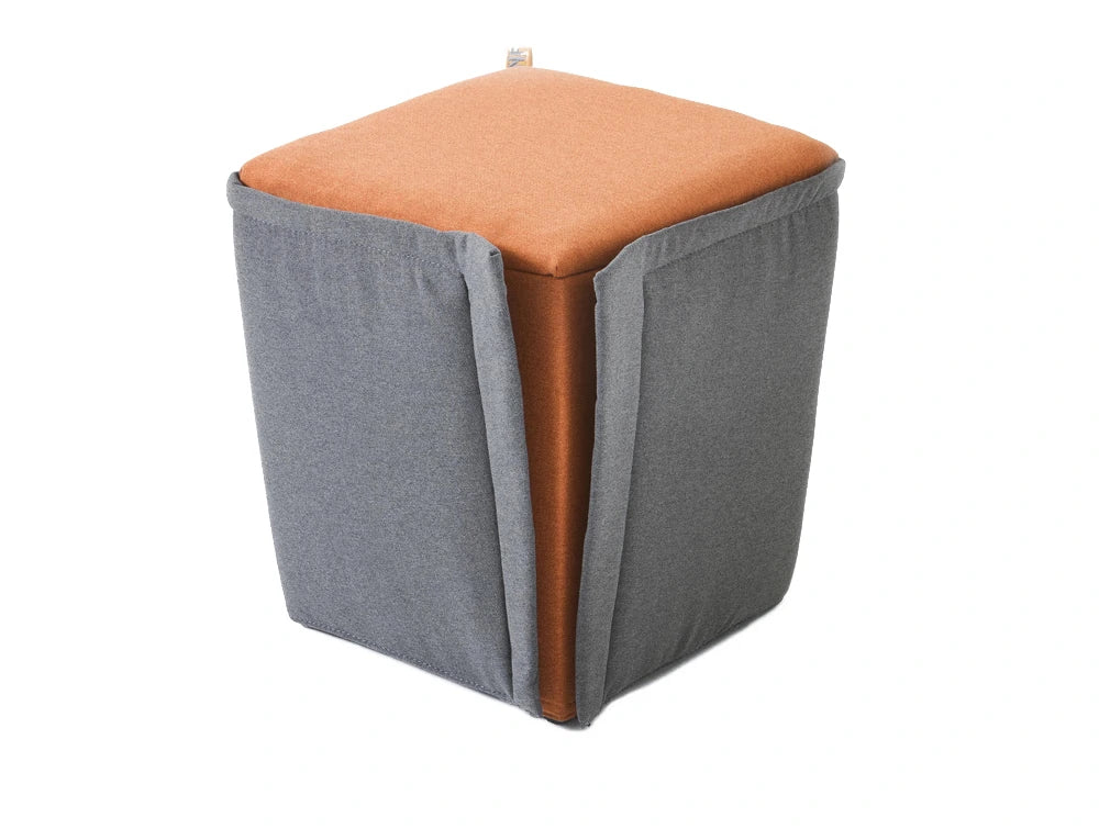 Gaber Finferlo Pouffe With Exterior Upholstery Grey Cover And Central Orange Cushion